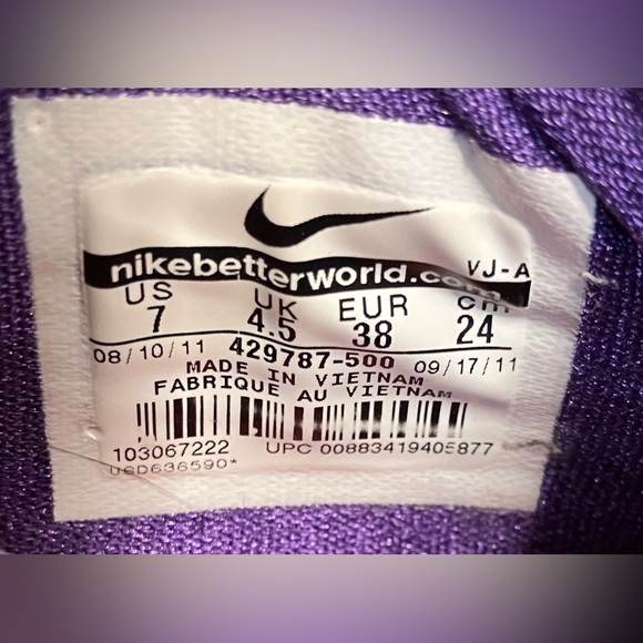 NIKE Training Lunar Victory Purple Fitsole 3 Size 7 - Picture 8 of 10